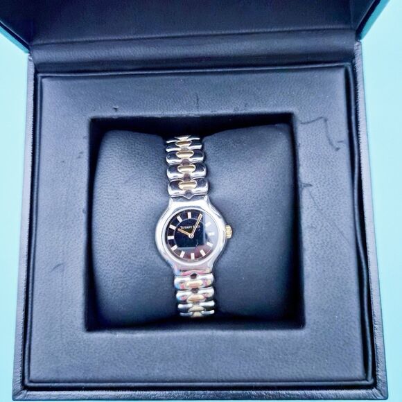Vintage Tiffany & Co. Tesoro Diamond Black Dial 18K Gold Stainless Steel Quartz main image 14